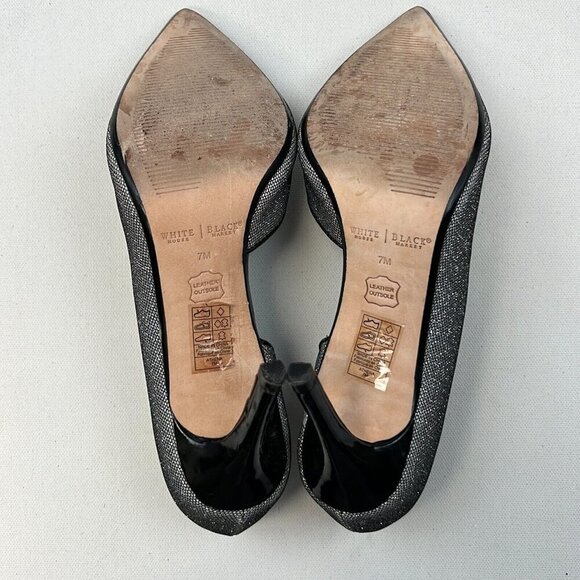 White House Black Market Womens Ella Silver Black Stiletto Pump Heels Size 7M - Picture 8 of 10